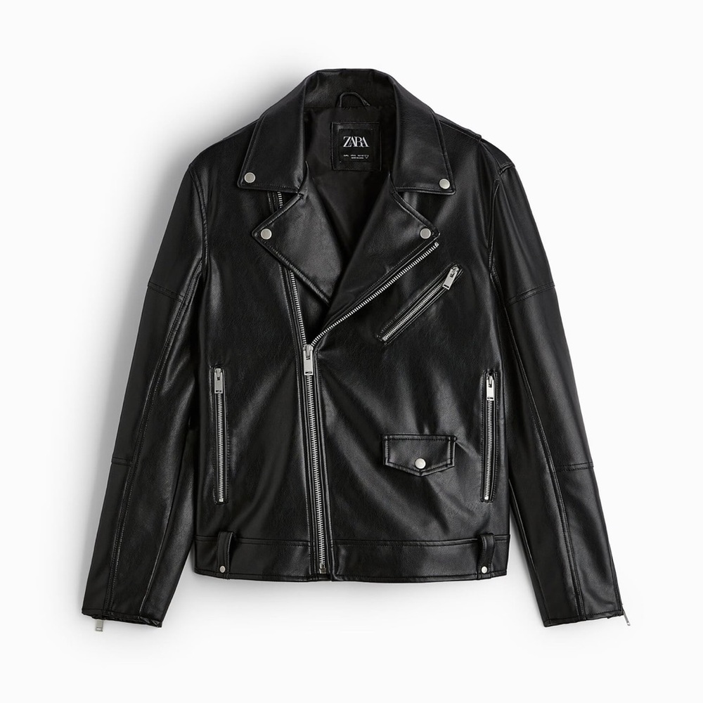 Zara leather biker jacket XL